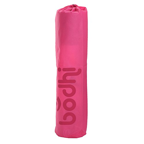 Yogatasche EASY BAG, recyclebare PP-Yogamattentasche (pink), supergünstige leichte Mattentasche mit Bodhi Logo-Print (himbeer), für 60cm Standard -Yogamatten