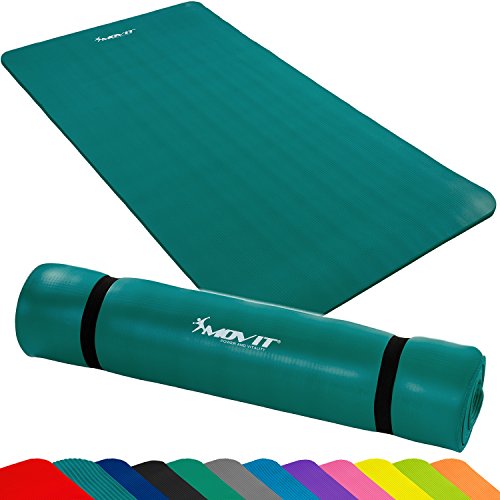 MOVIT Pilates Gymnastikmatte, phthalatfrei, SGS geprüft, L 190cm x B 100cm bzw 60cm, Stärke 1,5cm, Yogamatte, 12 Farben