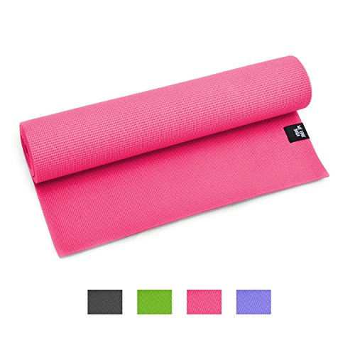 Yogamatte – We Love Yoga – 180 x 60 x 0,6cm extrem rutschfest mit optimaler Dämpfung, leicht und Schadstofffrei – für Yoga, Pilates, Stretching, Gymnastik – von Zen Power, Farbe: Pink