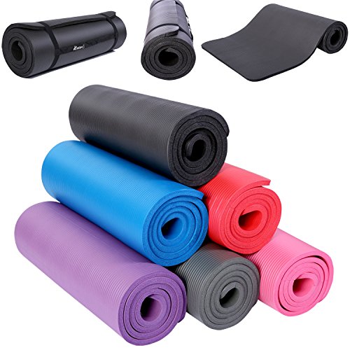 TRESKO Fitnessmatte Yogamatte Pilatesmatte Gymnastikmatte in 6 Farbvarianten / Maße 185cm x 60cm in 2 Stärken / Phthalates-getestet / NBR Schaumstoff / hautfreundlich, anschmiegsam, kälteisolierend (Blau, 185 x 60 x 1.5 cm)